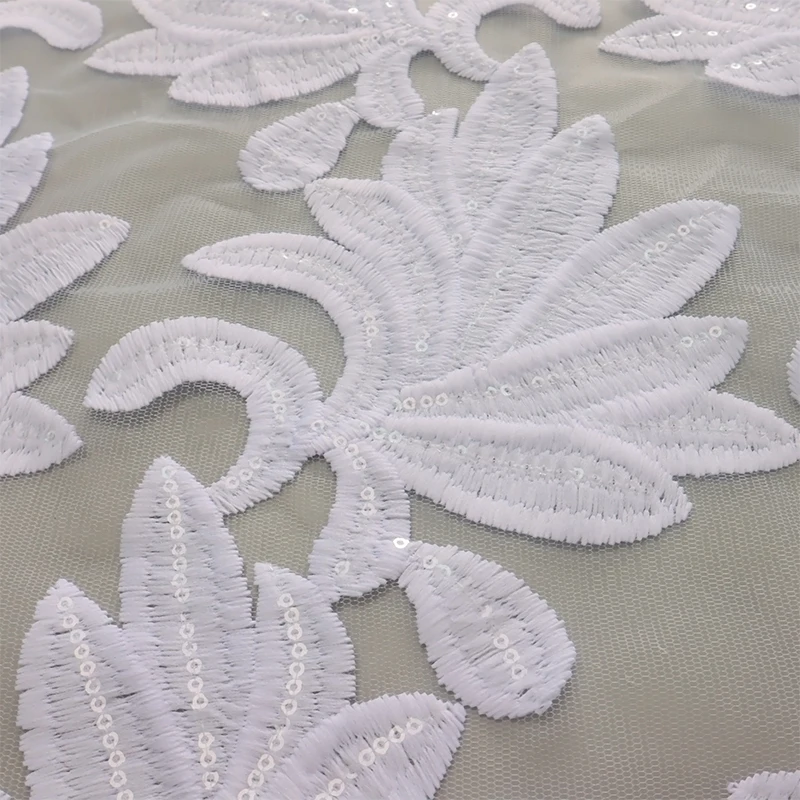 Современное африканское молочное шелковое кружево с вышивкой блестками модное
