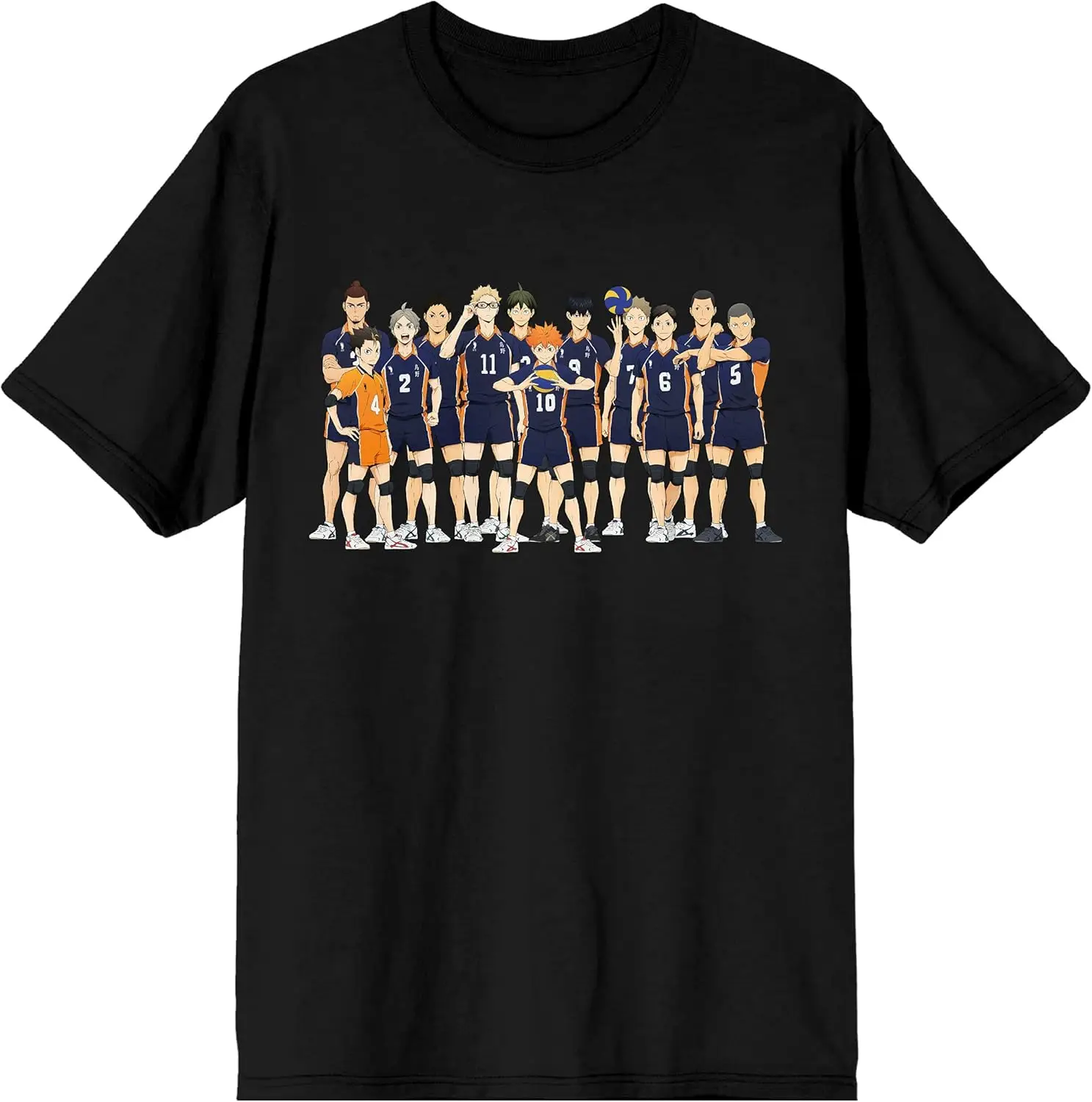 Мужская черная футболка с рисунком Haikyu Anime Karasuno High Players Characters