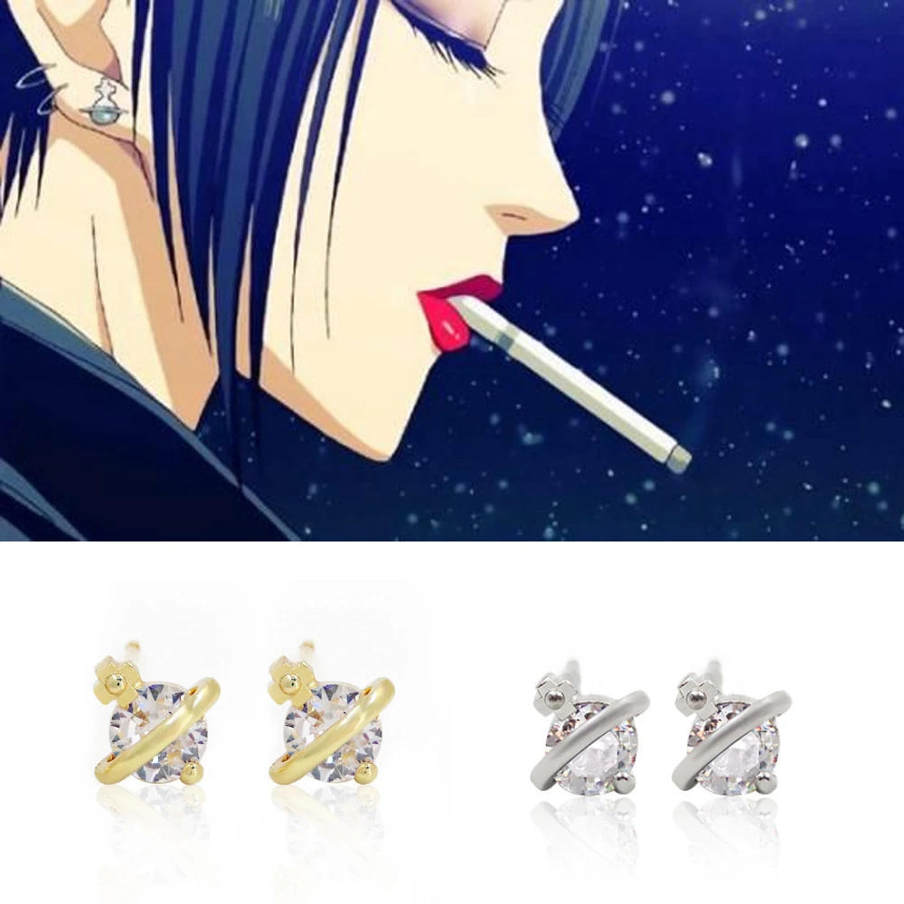Купи Anime Oosaki NANA Okazaki Shinnichi Honjo Ren Cosplay Crystal Saturn Stud Earrings Jewelry Punk Hip-hop Accessories Props за 611 рублей в магазине AliExpress