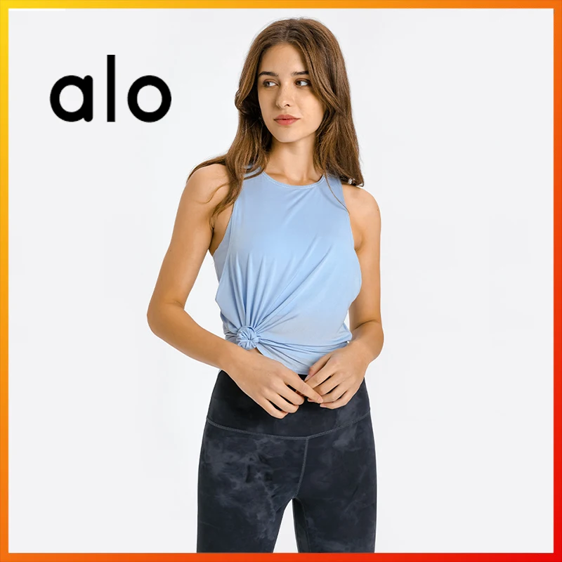 

alo Yoga Summer Women's New Sexy Hollow Breathable T-shirt Underwear Gym Outdoor Sports Top Running Exercise Fashion Vest Bra