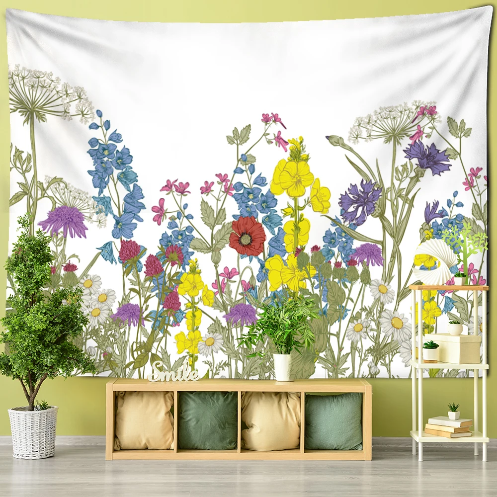 

Plant Flower Tapestry Wall Hanging Natural Psychedelic Landscape Bohemian Style Aesthetics Room Home Decor