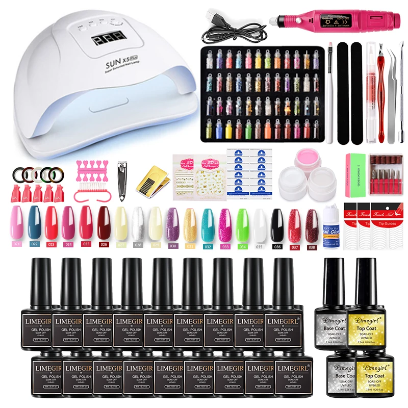 

Manicure Set With LED Nail Lamp Nail Dryer for Nail Art Semi-permanent Nail Polish Set Acrylic Nail Kit for Nail Extensions
