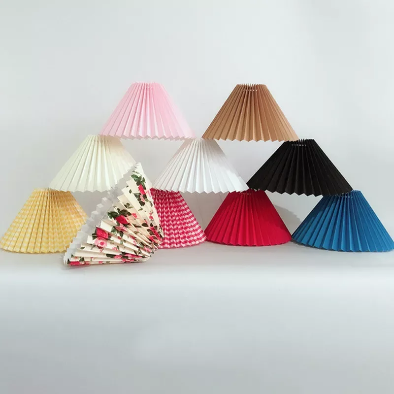 

2023 Pleated Lamp Shade E27 Light Cover Fabric Table Lamp Decor Handmade Cloth Hotel Home Bedroom Lampshade