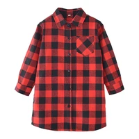 plaid blouses turn down collar girls long sleeve spring and autumn kids shirts 2 14 years old childrens casual clothes for girl