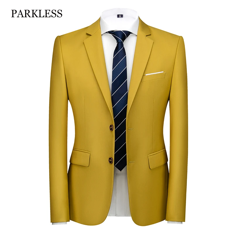 

Men Dark Yellow Blazer Slim Fit Business Boutique Suit Jacket Brands Quality Casual Spring Autumn Man Wedding Host Blazers