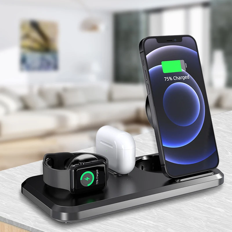 

Wireless Chargers for iphones 15W Wireless Charger Stand For Apple Watch Fast Charging for Huawei Charging Station for Airpods