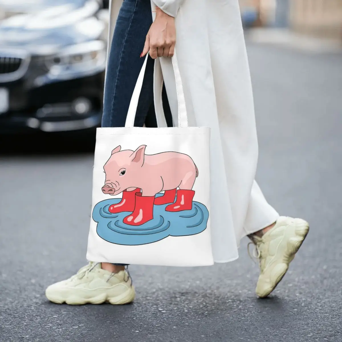 Pig Women Canvas Handbag Large Capacity Shopper Bag Tote Bag withSmall Shoulder Bag