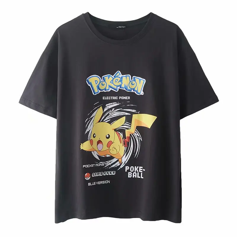 

Summer New Women's Pokémon Illustration Short Sleeve T-Shirt Loose Crewneck Top Tops for Women Harajuku Oversized T Shirt