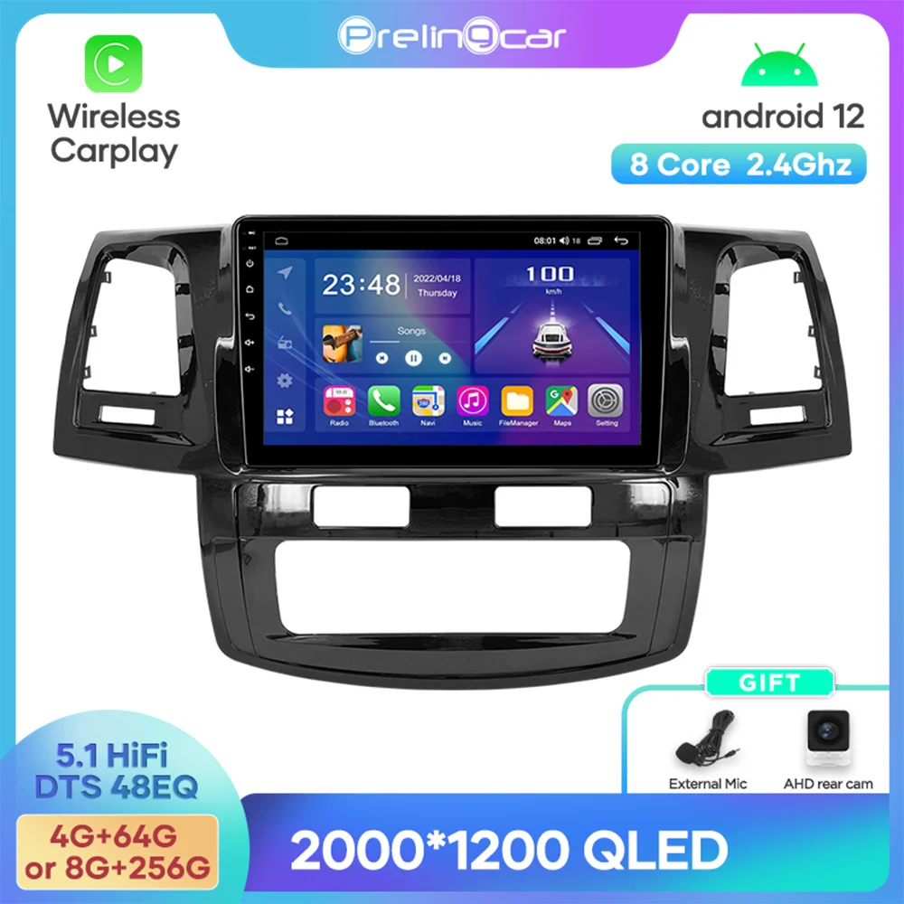 

Android 12DTS Sound For Toyota Fortuner Hilux 2007-2015 Years Navigation Multimedia Car Player Radio 2Din Stereo Bluetooth 48EQ