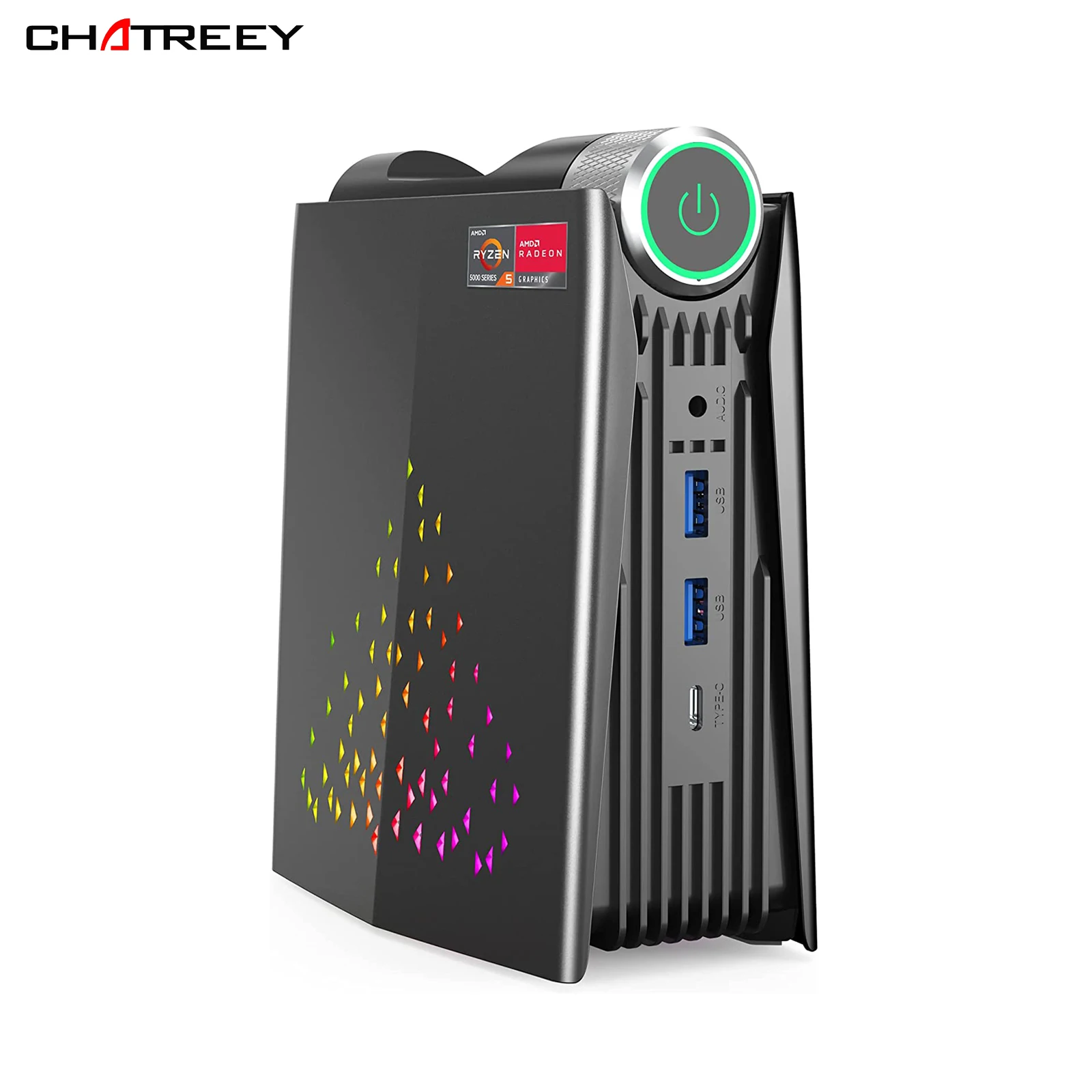 Мини-ПК Chatreey AMR5 AMD Ryzen 5 5600U RGB игровой настольный компьютер с подсветкой WiFi 6 BT 0