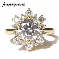 pansysen sparkling solid 925 sterling silver 8mm snowflake shape simulated moissanite diamond engagement ring women fine jewelry