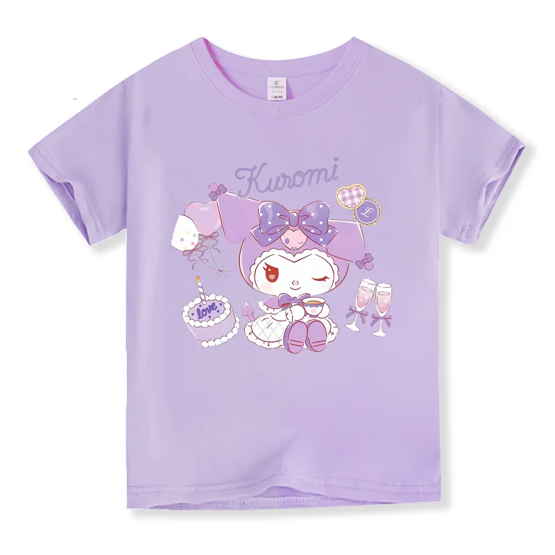 

New Kuromi T Shirt Cute Girls' Short Sleeve T-shirt Children's Foreign Style Top Summer 2023 Sweet Breathable Tees