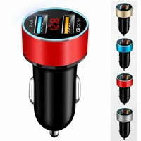 dual usb car charger adapter 3 1a digital led voltagecurrent display auto vehicle metal charger for smart phonetablet