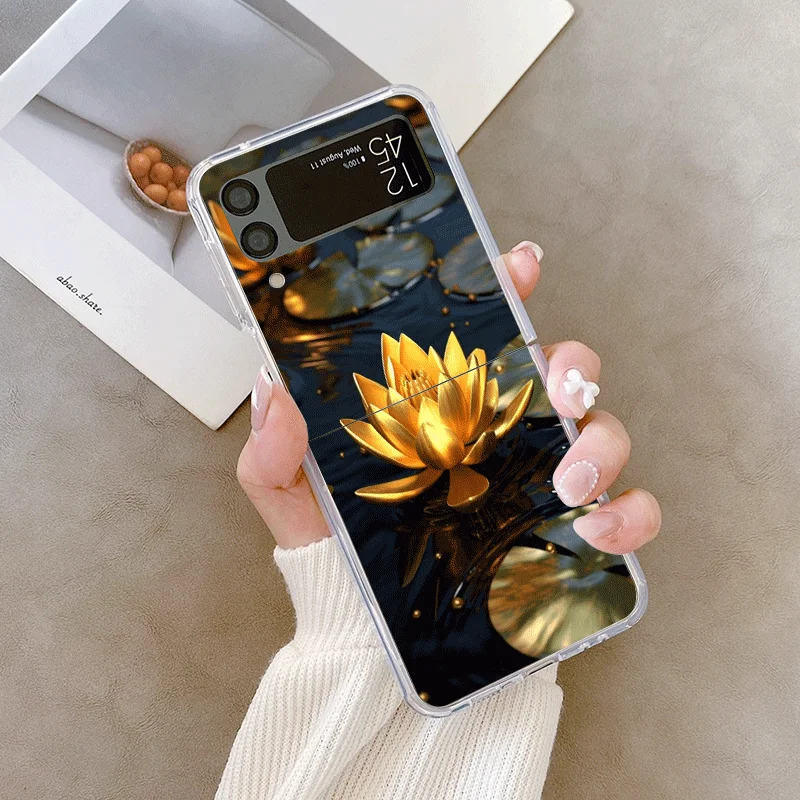 Креативный чехол для телефона с золотым узором лотоса для Samsung Galaxy Z Flip 7 Flip 6 5 4 3, складной чехол для Z Flip7 Flip 5 Shell (art.: 3920d32e9944c) - 3920d32e9944c