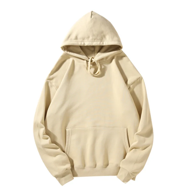 

2023 Fashion Trend Pure Cotton Drop Shoulder Round Neck Sweater Couple Loose Solid Color Hatless Long Sleeve