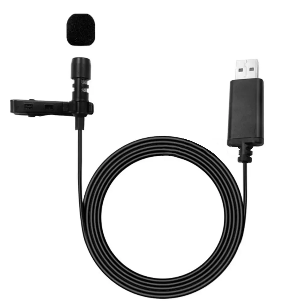 

Portable USB Mini Microphone Lapel Lavalier Mic Clip-on External Buttonhole Microphones for Laptop PC Computer Recording Chat