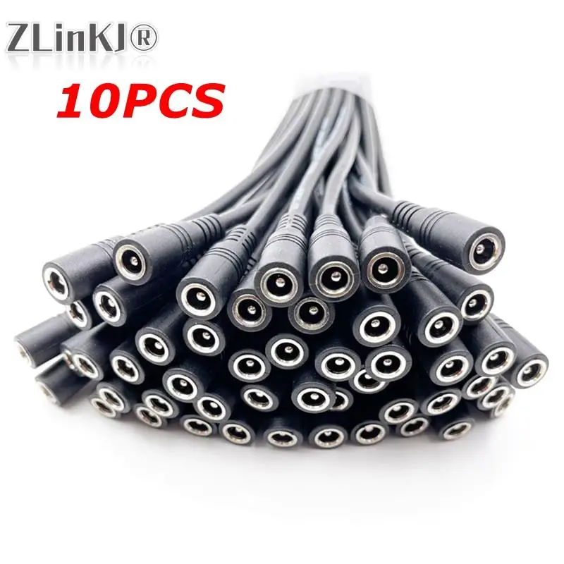 

Оптовая продажа, 10 шт., штекер или гнездо кабеля постоянного тока 5,5x2,1, проводной разъем для светодиодной ленты 3528 5050, коридор 15 см