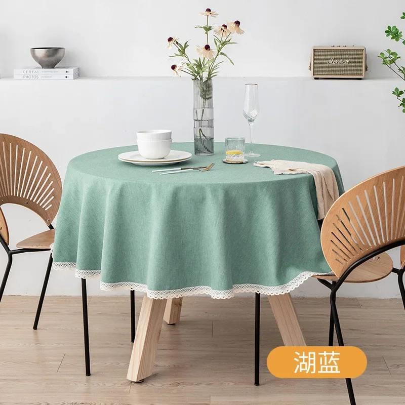 

Linen large circular tablecloth TPU waterproof and oil resistant fabric, hotel home round table cloth, homestay T6D3683