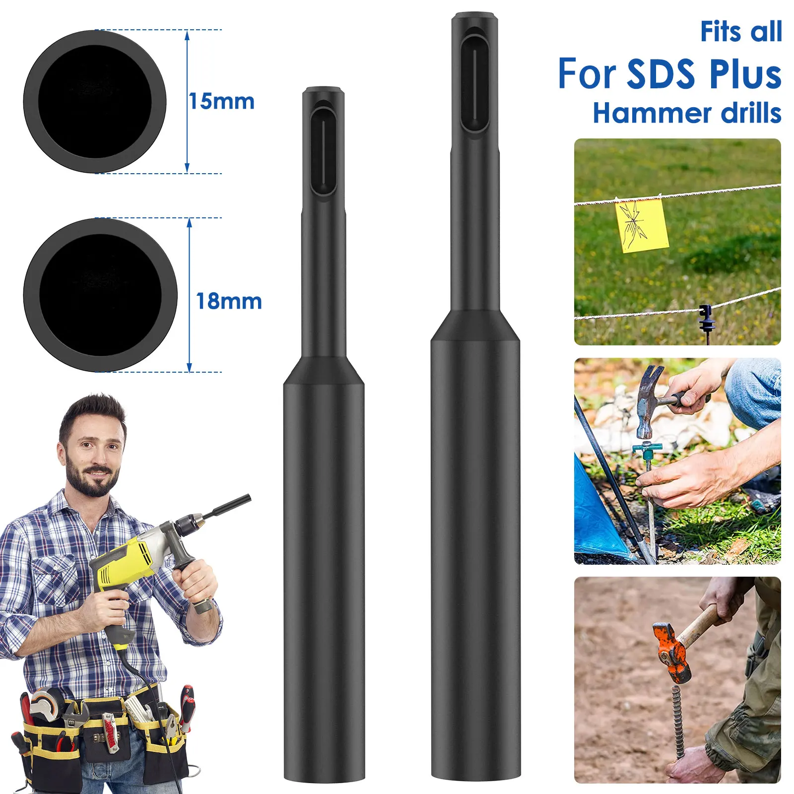 

SDS Ground Rod Driver Bit for 5/8 Inch and 3/4 Inch Ground Rods Professional Ground Rod Driver Durable Hardened Earth Driving