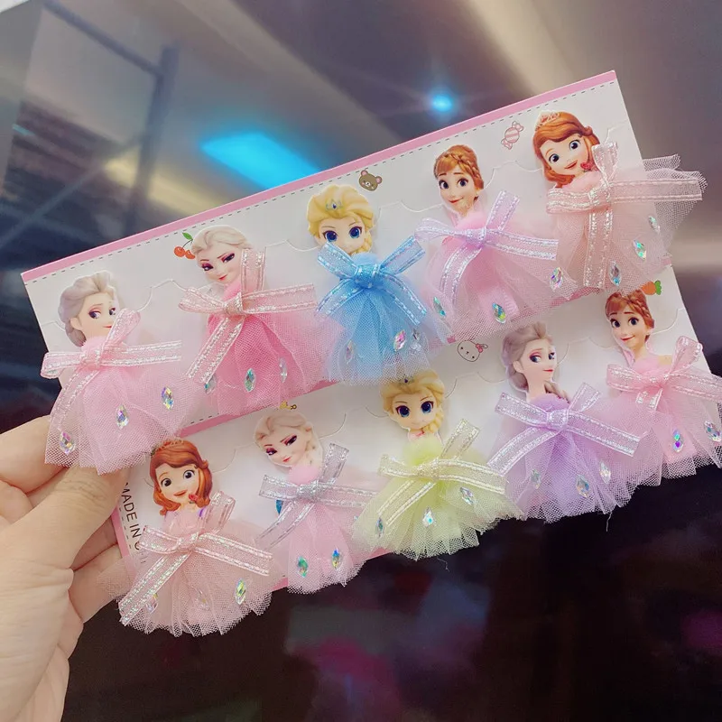 

Disney elsa Sophia Anna princess gauze skirt hairpin baby cloth clip acrylic children's hair accessories Frozen