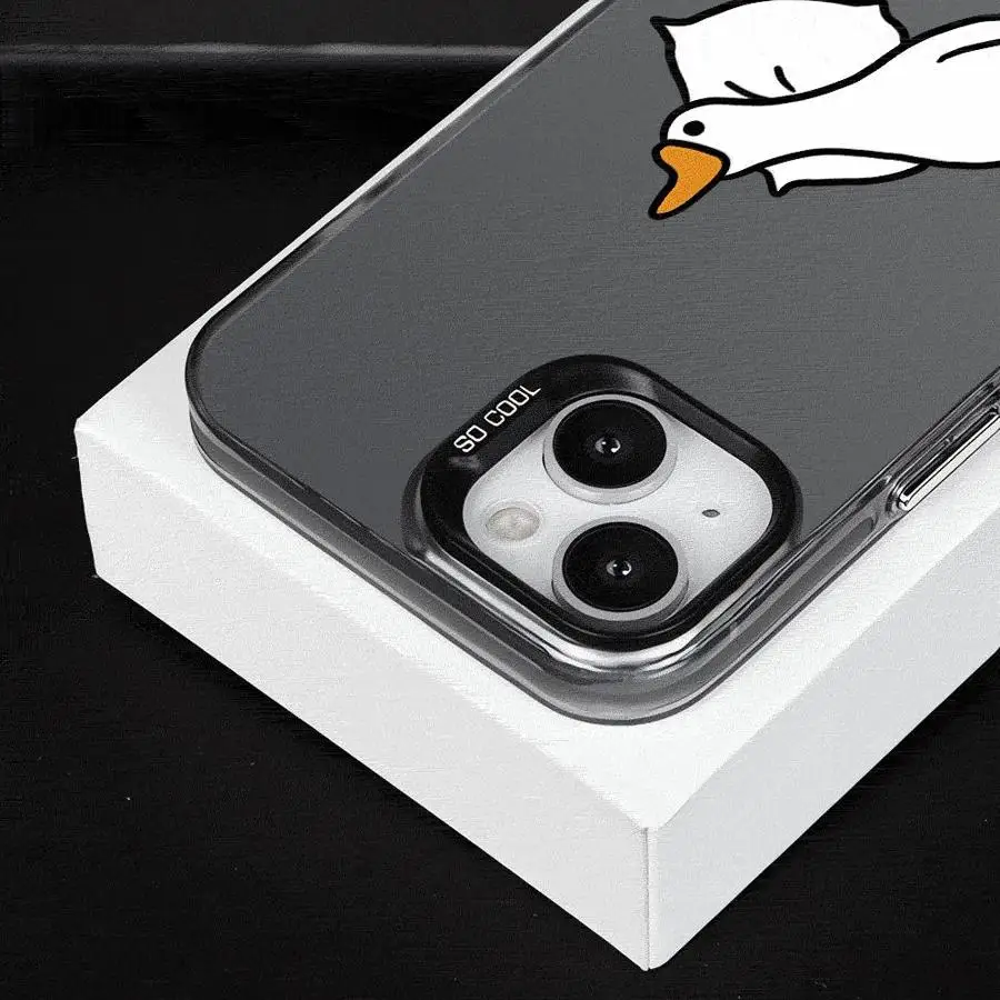 Cute Cartoon Slacker Duck Phone Case for Apple iPhone 16 11 13 15 Pro 12 14 ProMax Plus Hard PC Capa Cover