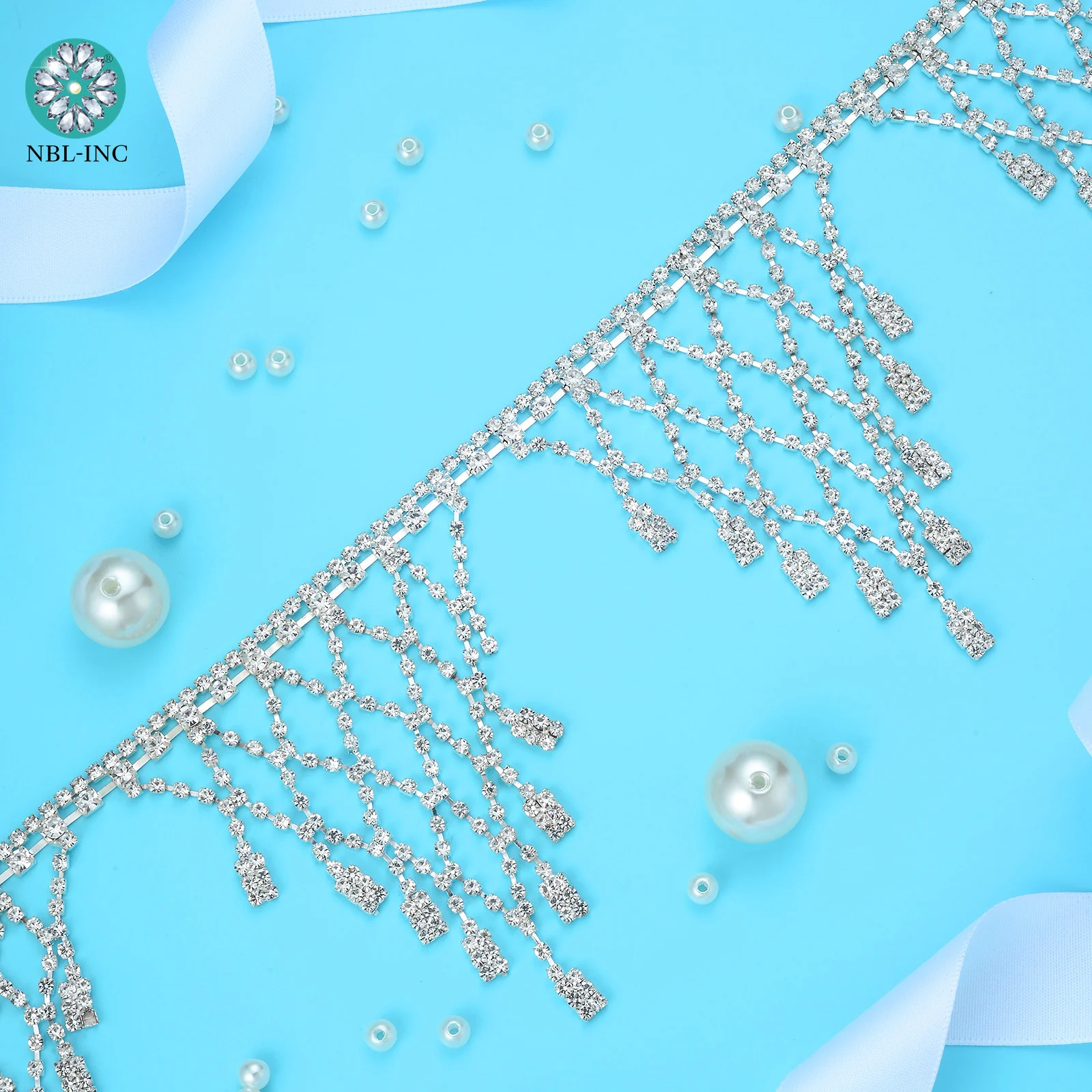 

(10 Yards) Wholesale silver crystal rhinestone chain trim welding trim applique for wedding evening dress WDD1311