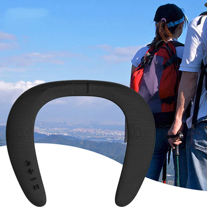 

Portable Neck-mounted Speaker Wireless Bluetooth Speaker Stereo FM radio Support SD Card Slot with Microphone for Gaming