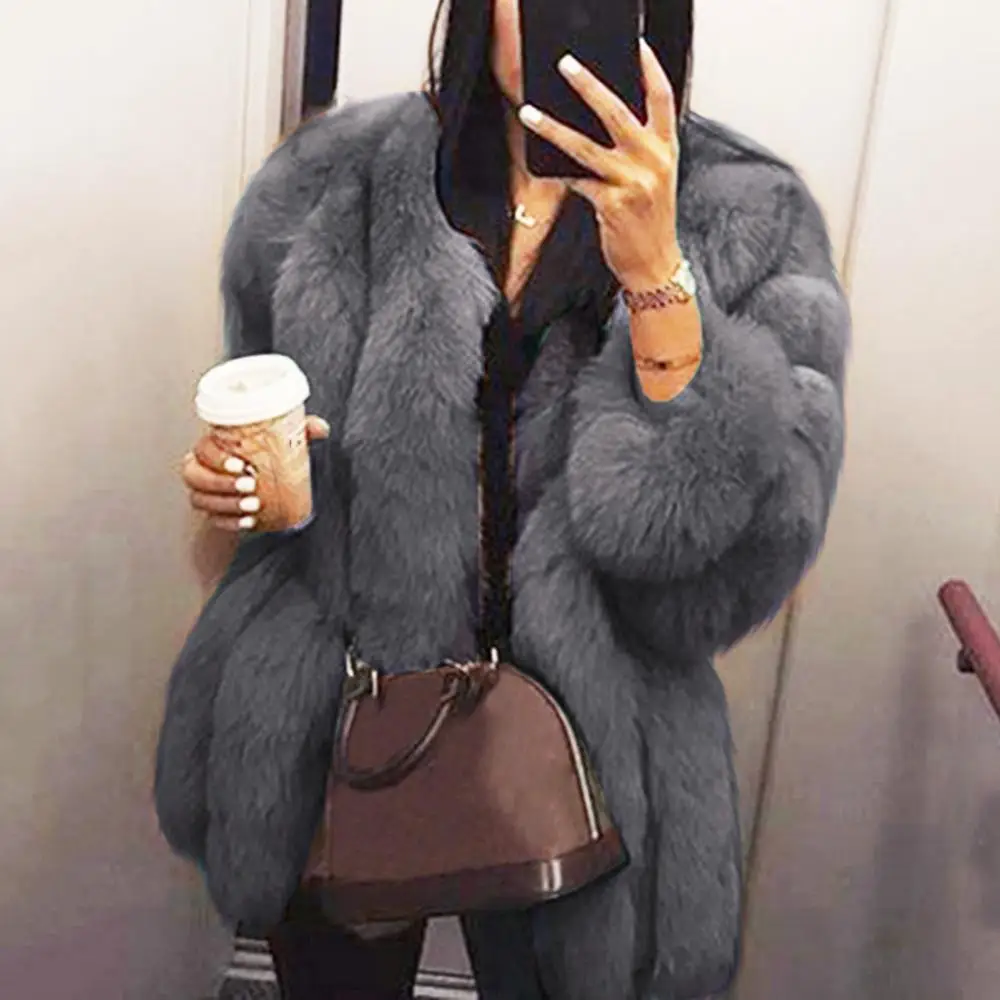 Furry Coat Fashion Autumn and Winter Women's Jacket Large Size Short Artificial Fur Coat Warm Furry Coat Long Sleeve Jacket 2022