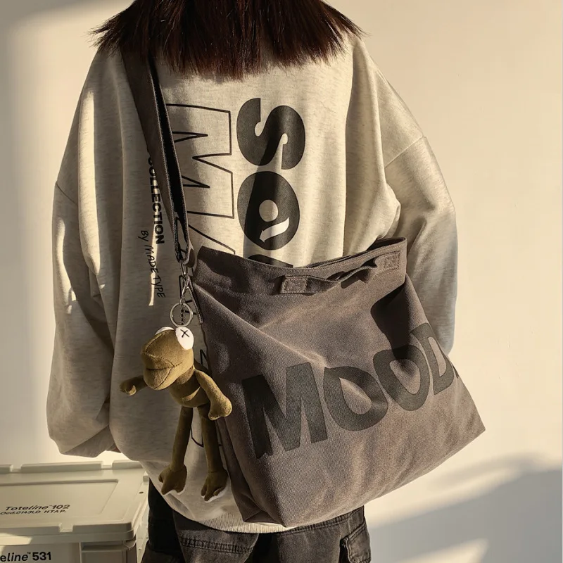 Canvas Women Messenger Bag Female Art Vintage Big Shoulder Satchels Harajuku Fashion Hip Hop Large Student Crossbody School Bag