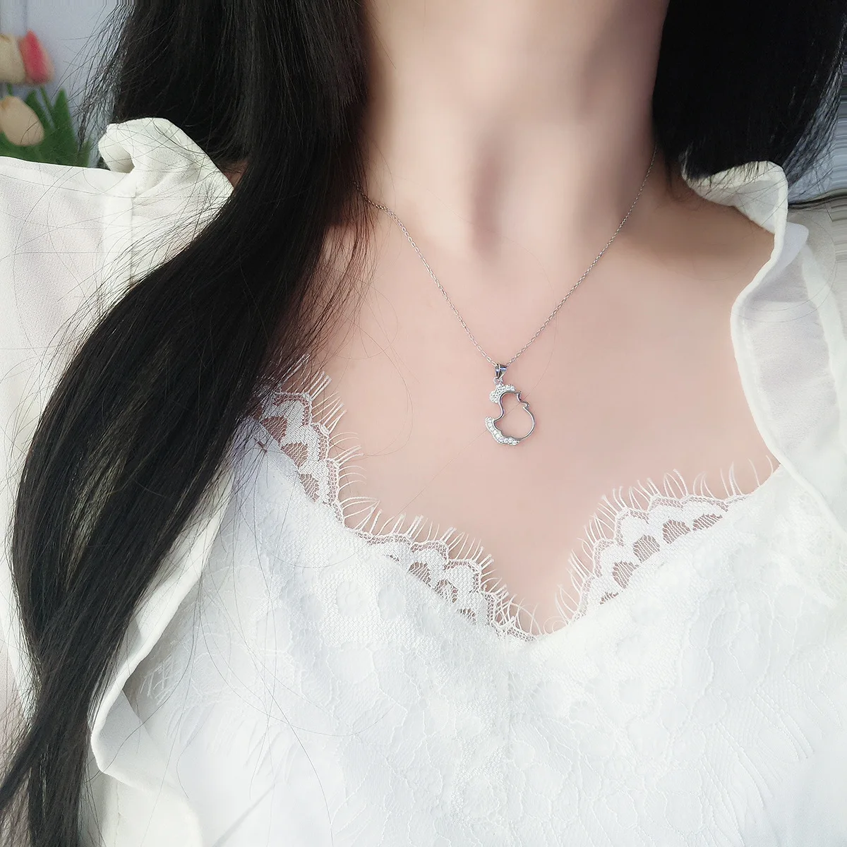 Уникальное ожерелье с курицей из стерлингового серебра S925 Женская цепочка до