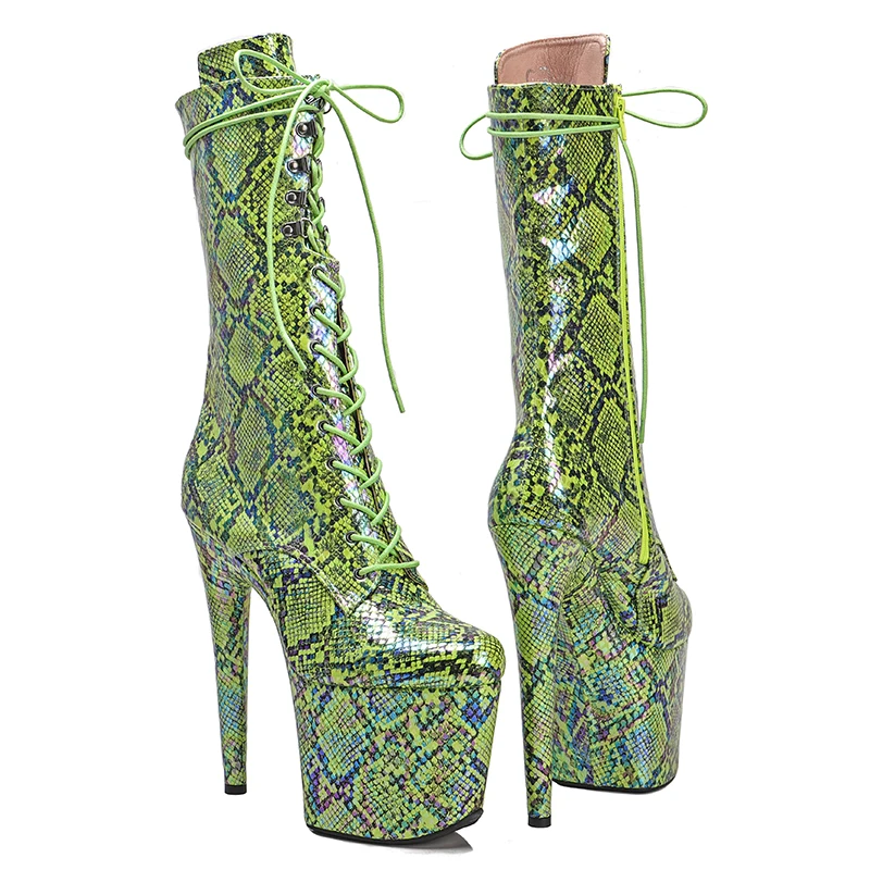 Leecabe snake 20CM/8inches High Heel platform Boots closed toe Pole Dance boots