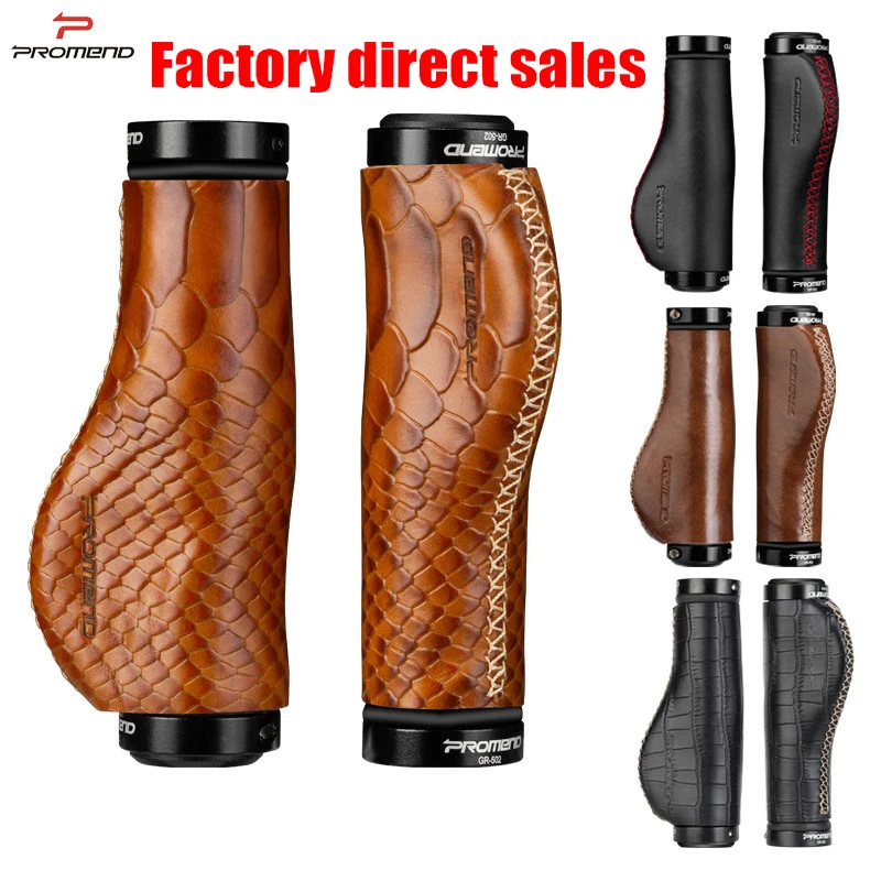

New Leather Bicycle Grips cowhide MTB Handle Ergonomics Handlebar Grip Cover Bilateral Lock Non-slip Cozy Bike Accessorie