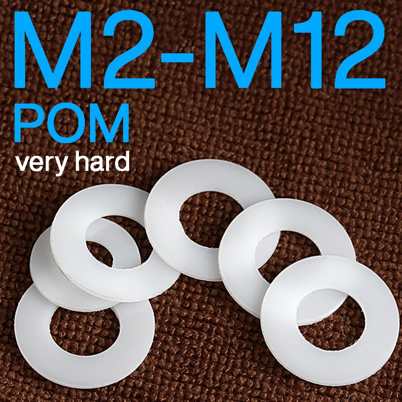 

M2 M3 M4 M5 M6 M8 M10 M12 POM Plastic Washer Polyformaldehyde Resin Flat Round Gasket Hard Insulation Spacer Pad