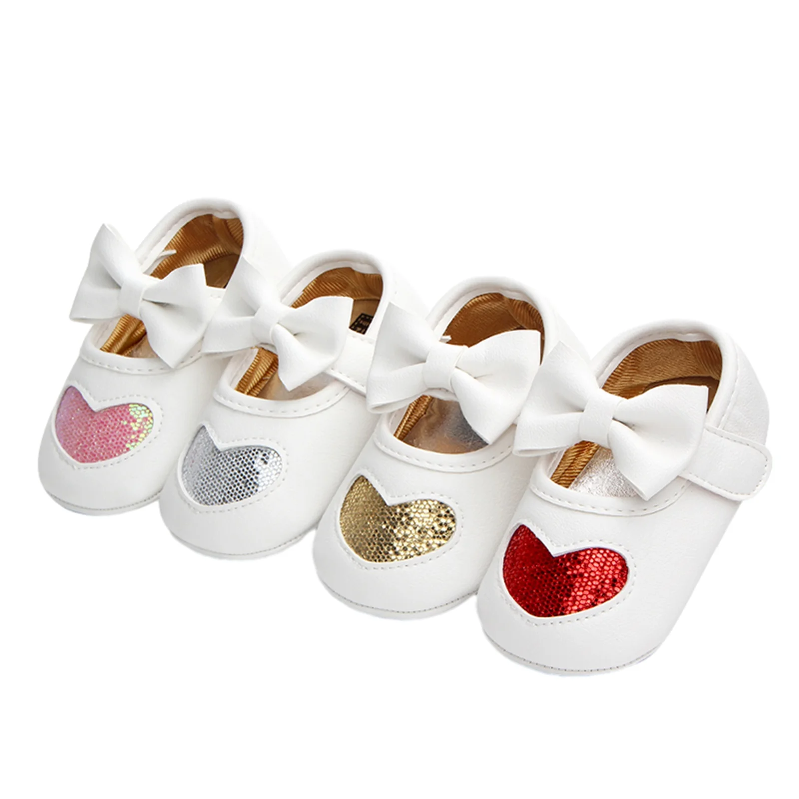 

Bmnmsl Туфли Мэри Джейн на плоской подошве для маленьких девочек, Нескользящие туфли с блестками в форме сердца для принцесс, обувь для детской кроватки