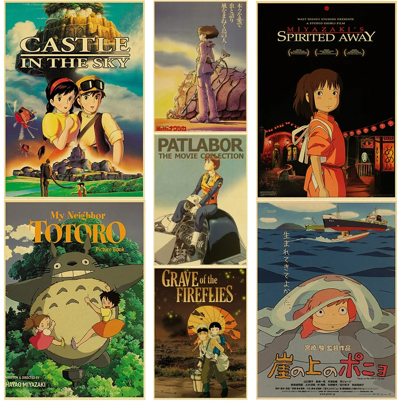 

Classic Anime Poster Patlabor/Totoro/Spirited Away Kraft Paper Prints Picture Vintage Room Home Bar Cafe Decor Art Wall Painting