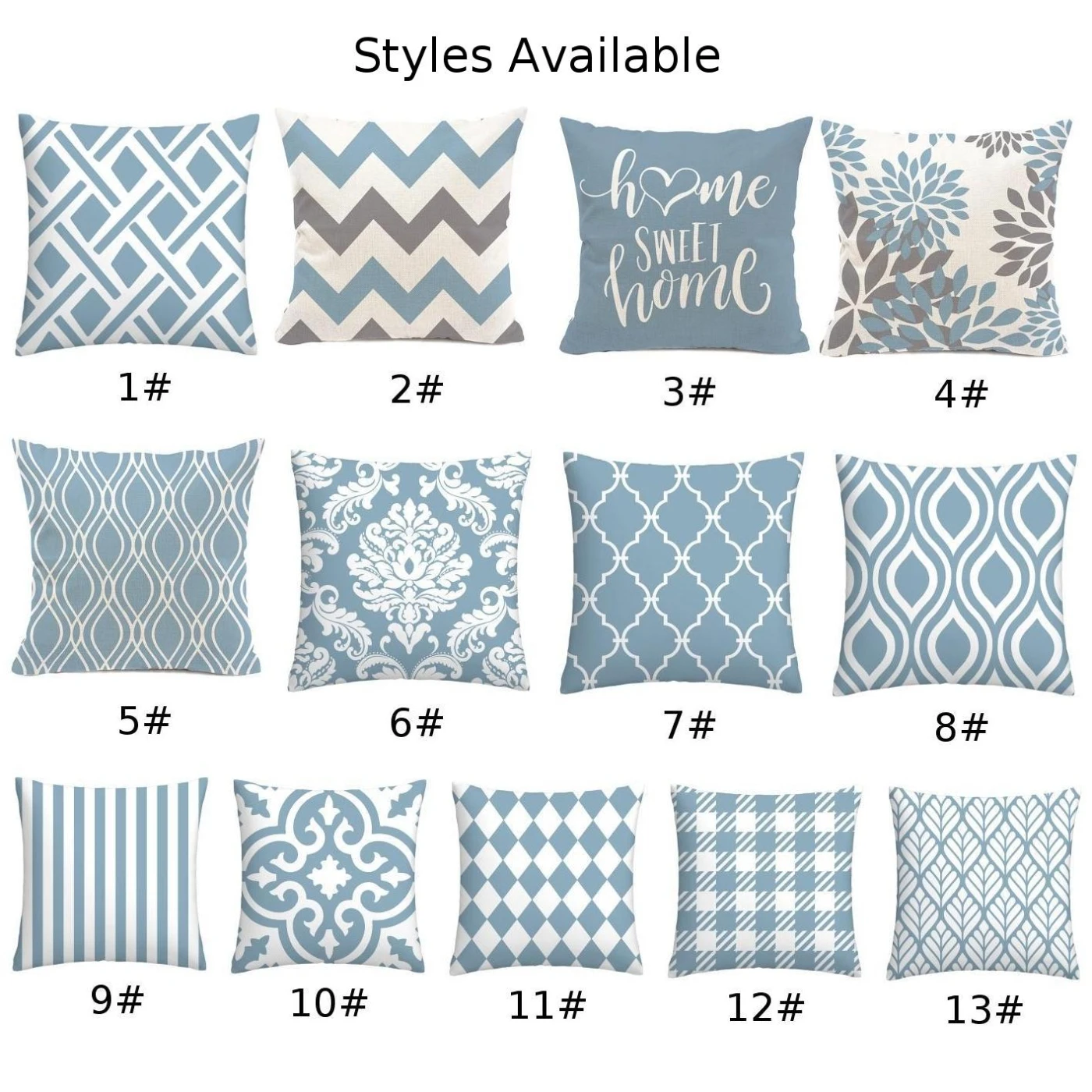 Чехол для диванной подушки постельное белье с геометрическим узором голубого и