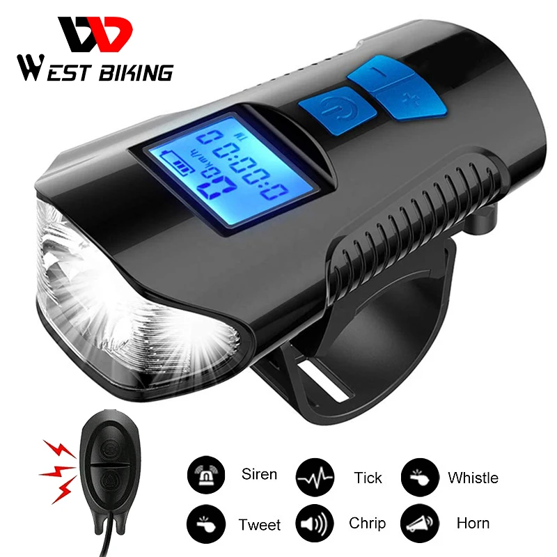 waterproof bicycle light usb rechargeable bike front light flashlight with computer lcd speedometer cycling head lantern horn free global shipping