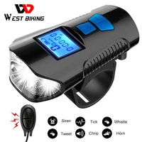 Waterproof Bicycle Light USB Rechargeable Bike Front Light Flashlight with Computer LCD Speedometer Cycling Head Lantern Horn