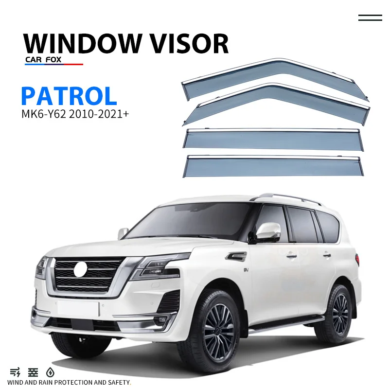 Оконный козырек для Nissan PATROL Y62 2010-2021 + вентиляционный ветровые дефлекторы