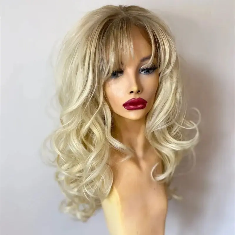 Модный парик Светло-золотисто-русый термобезопасный синтетический спереди с