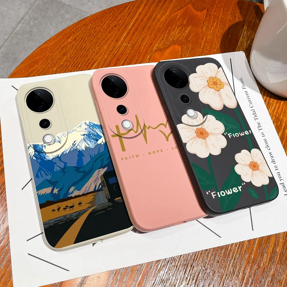 ДЛЯ Vivo V40 Pro SE Lite Женская яркая силиконовая Мягкая Противоударная телефонная