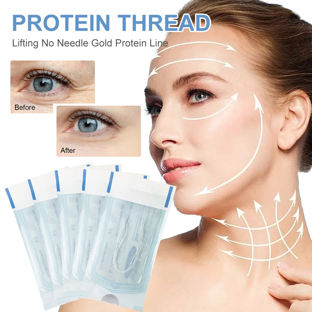 Collagen Facial Tensioners Thread Face Lifting No Needle Gold Protein Line Anti-Aging Wrinkle Removal Face Filler Protein Thread