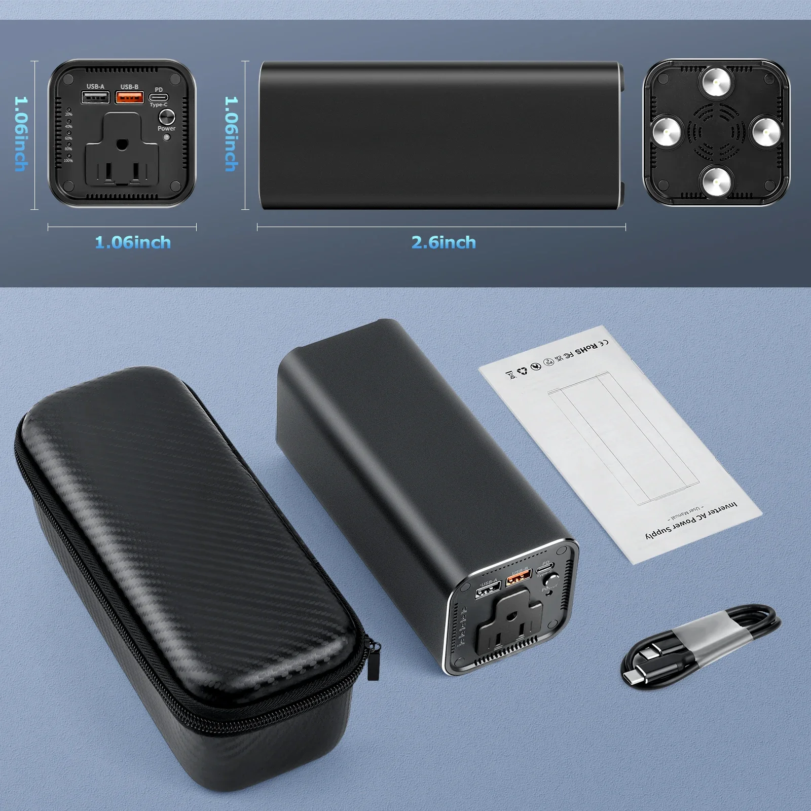 Портативный блок питания с розеткой переменного тока