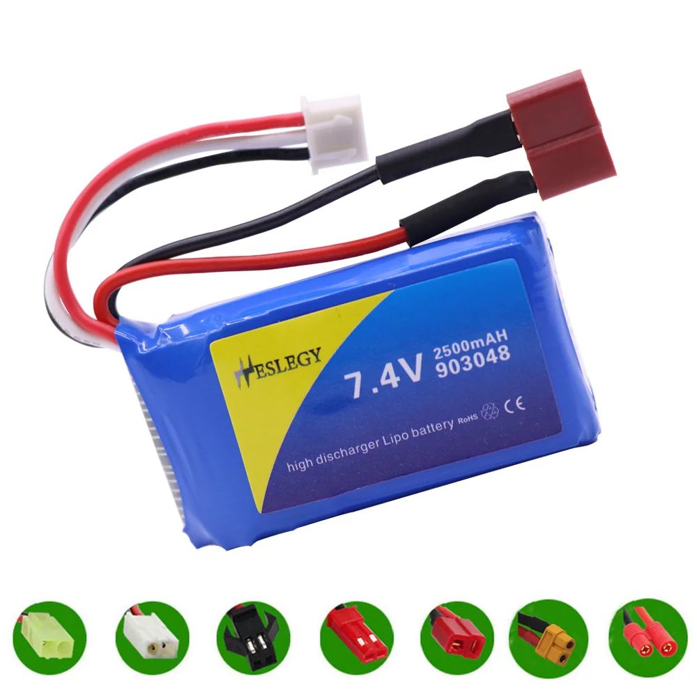 7,4 V 2500mAh 903048 2S литий-полимерный аккумулятор/JST/SM разъем для Wltoys V353 A949 A959 A969 A979 k929 7,4 V Аккумулятор для радиоуправляемых игрушек, запчасти для автомобилей