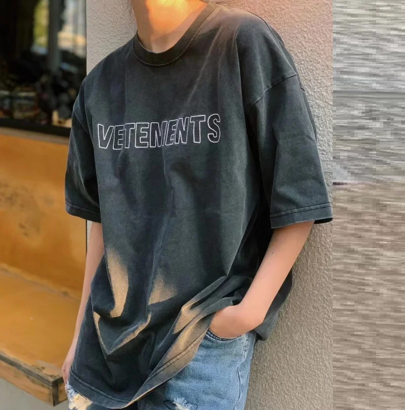 

Vetements T-shirt 2023ss Men Women embroidery Washing Top Tee Heavy Fabric VTM T Shirts