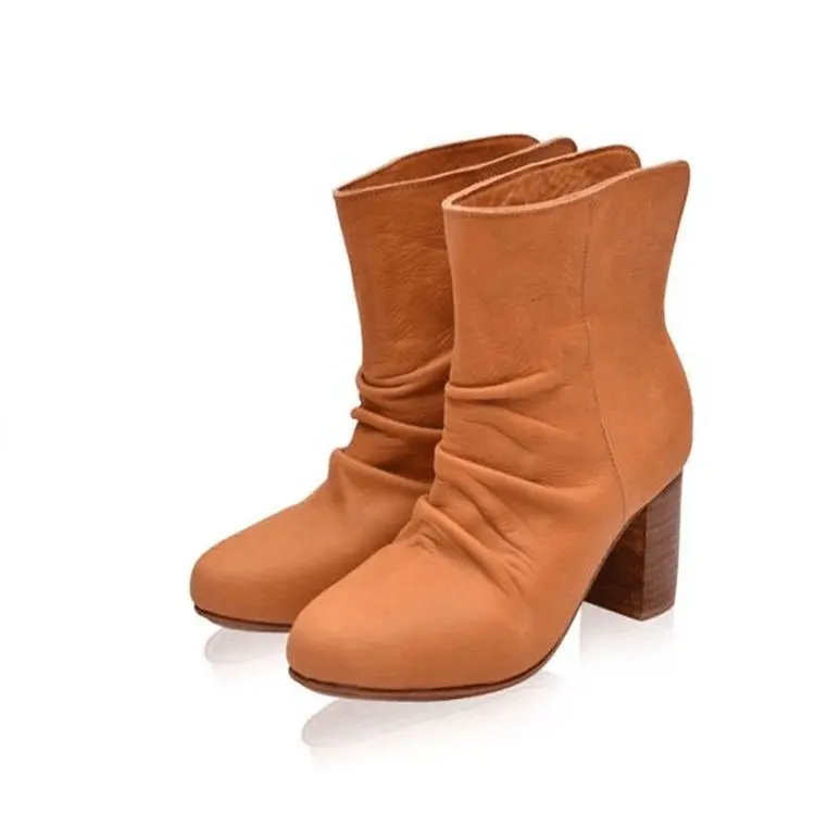 short Boots Women's Thick Heel Fashion Mid-heel Short Boots Women Europe and The United States All-match Trendy Fashion Boots