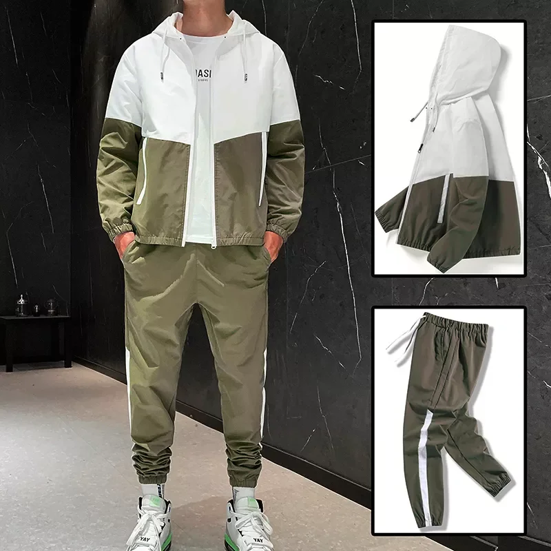 Suit Male 2022 New Set Track Suits Sweatsuit Man Tracksuit Mens Sets Pant Zipper Pockets Outwear 2PC Jacket+Pants Sets