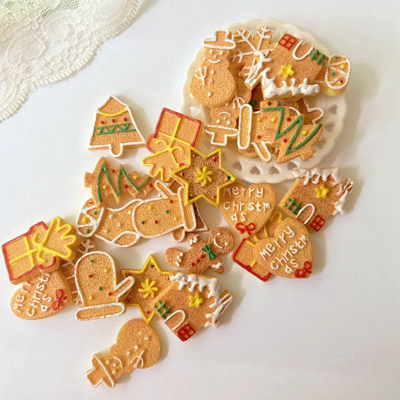 Description Picture 2 of item10Pcs Christams Party Biscuit Simulation Dessert Planar Resin Accessories Home Decor Crafts Jewelry Making Embellishments