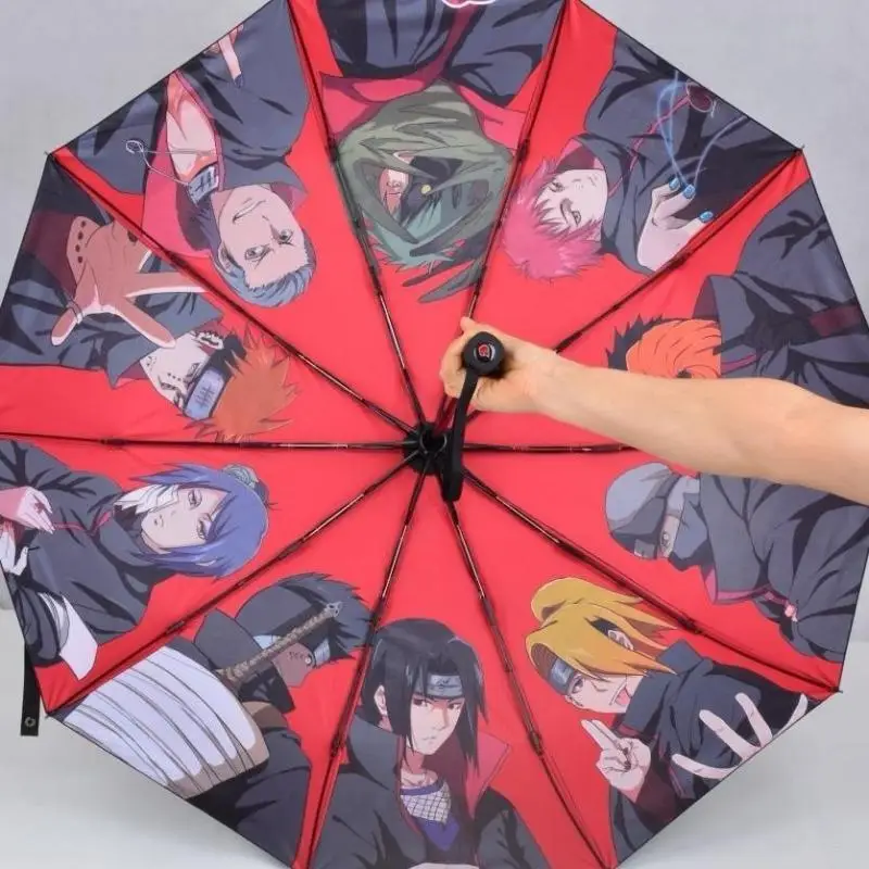 

NEW Naruto Anime Ten Bones Color Printing Uchiha Itachi Group Animation Auto Open Contracted Rain Proof Sunshade Umbrella