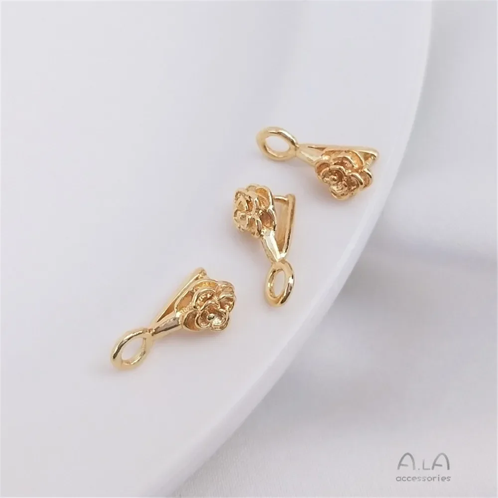 14K позолоченная застежка в форме розы с застежкой из семян дыни подвесная Diy